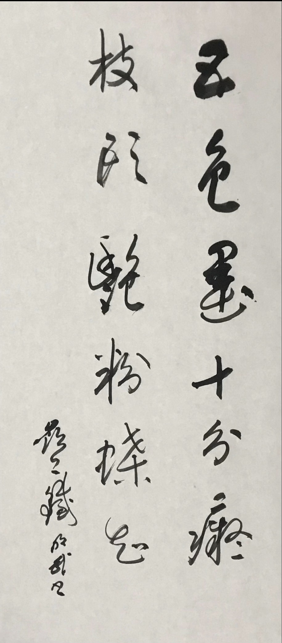 五色墨，十分痴。枝头艳，粉蝶知。