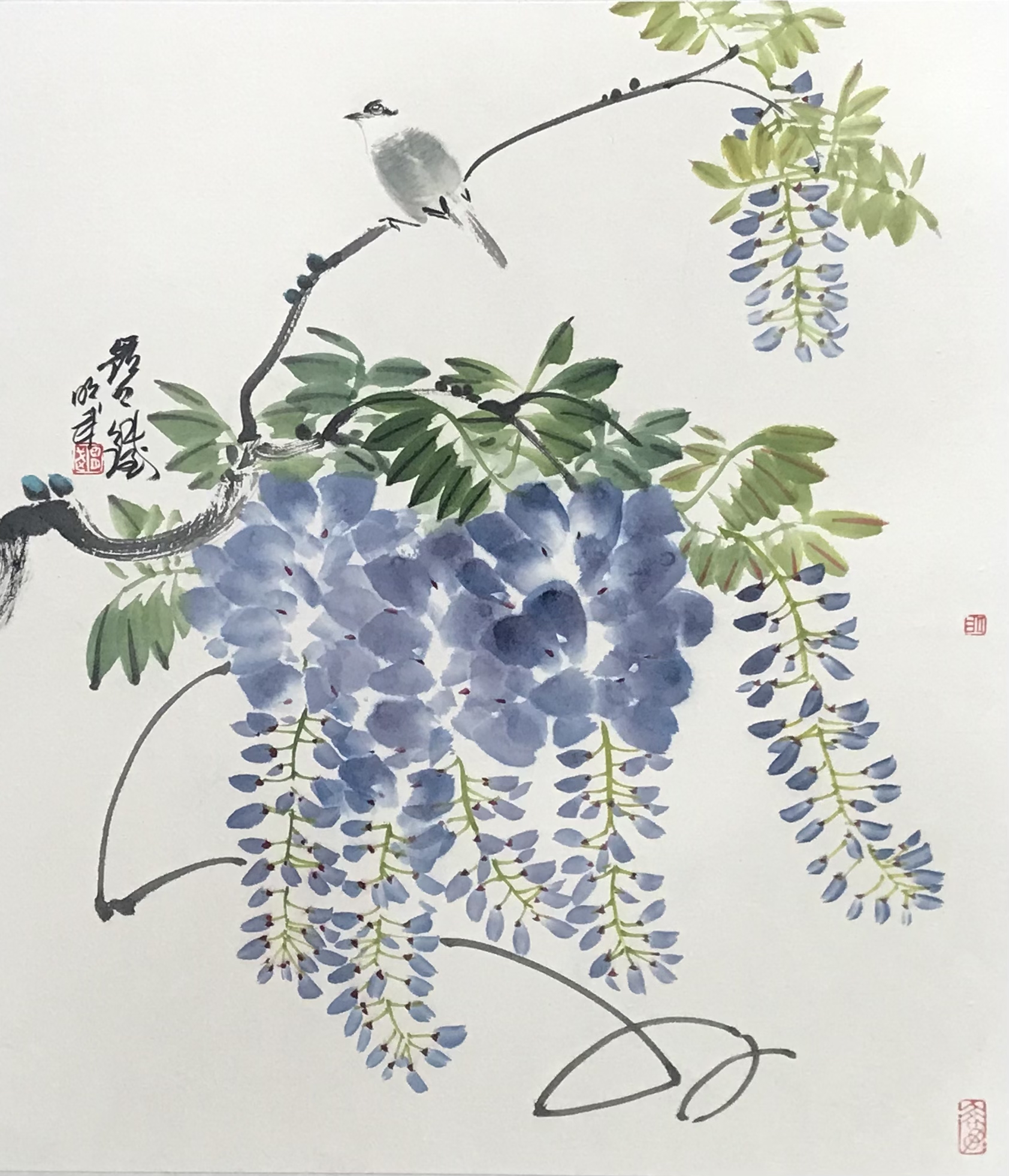 紫藤⼩⻦图