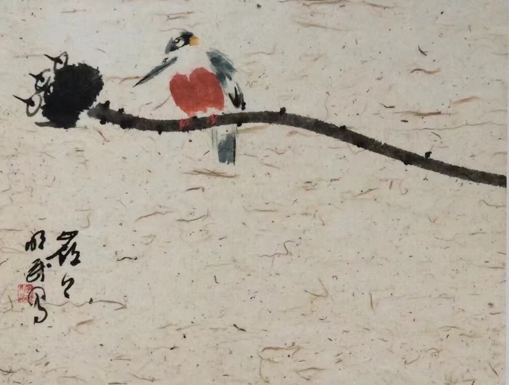 “如意” 。荷花⼩⻦图